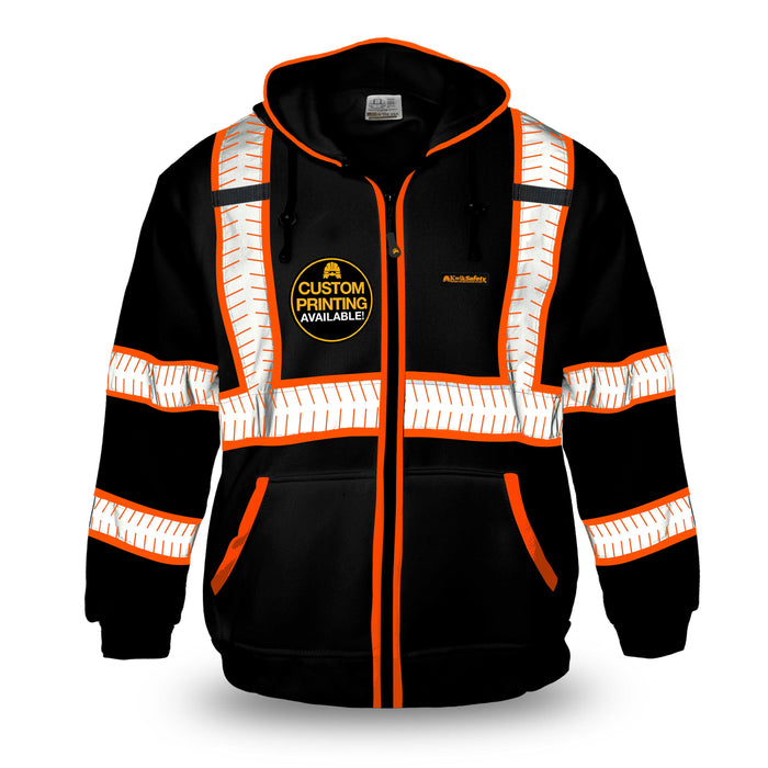 KwikSafety PATROL Safety Jacket (NO FUZZ Balls) Hi Vis Hoodie Reflective PPE - Model No.: KS5503BLK - KwikSafety