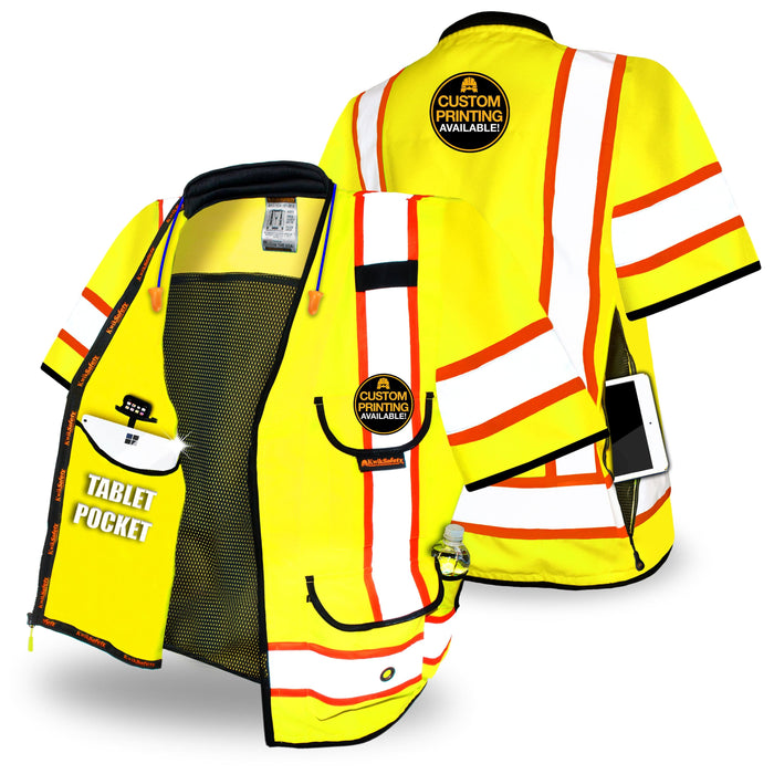 KwikSafety GODFATHER Safety Vest (Cushioned Collar) Class 3 ANSI Tested  OSHA Compliant Hi Vis Reflective PPE Surveyor - Model No.: KS3310C3