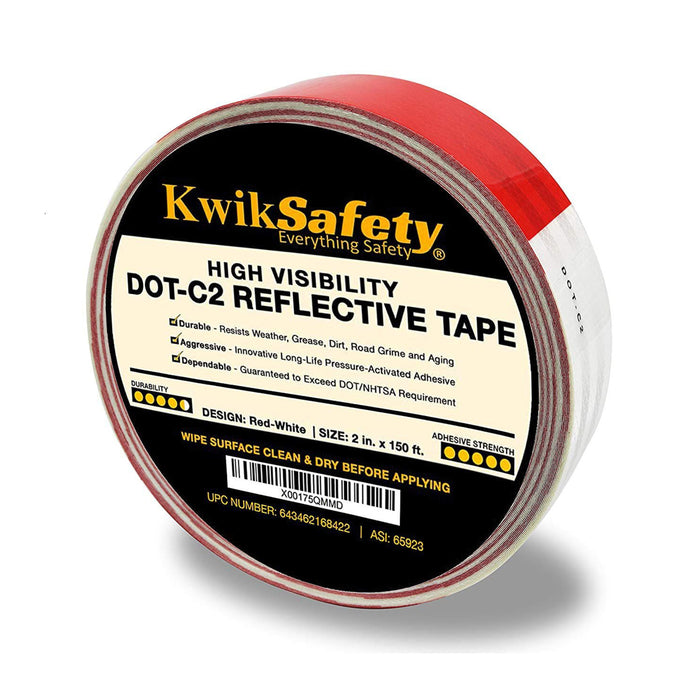 KwikSafety 2"x150' IRON GRIP DOT-C2 Conspicuity Reflective Tape - Red/White - Model No.: KS9911 - KwikSafety