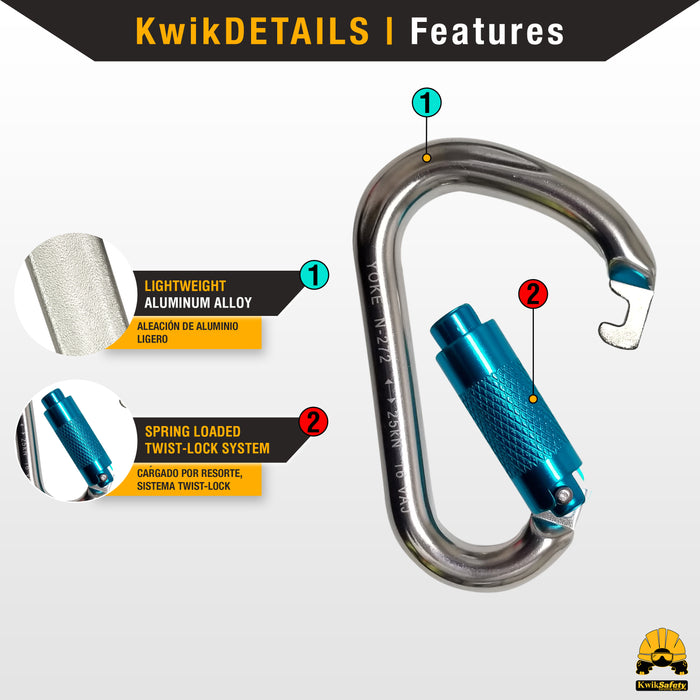 KwikSafety Twist Locking Aluminium Carabiners by KwikSafety