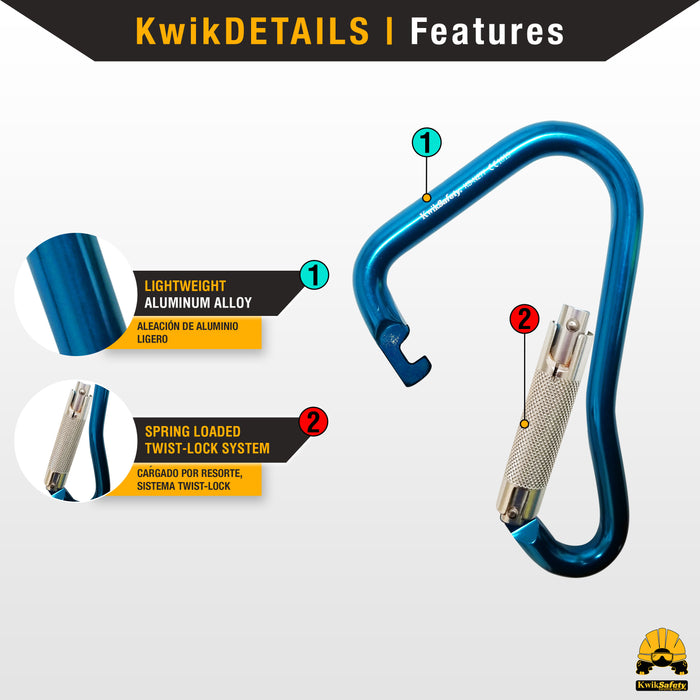 KwikSafety Twist Locking Aluminium Carabiners by KwikSafety