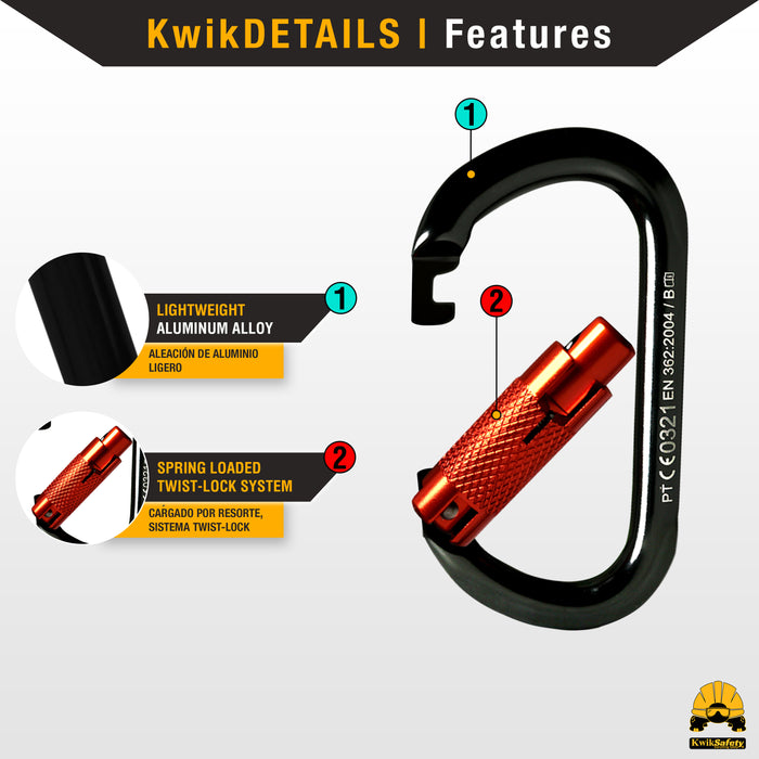 KwikSafety Yoke N-282 Twist Locking Aluminium Carabiner