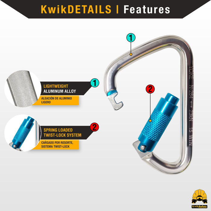 KwikSafety Twist Locking Aluminium Carabiners by KwikSafety