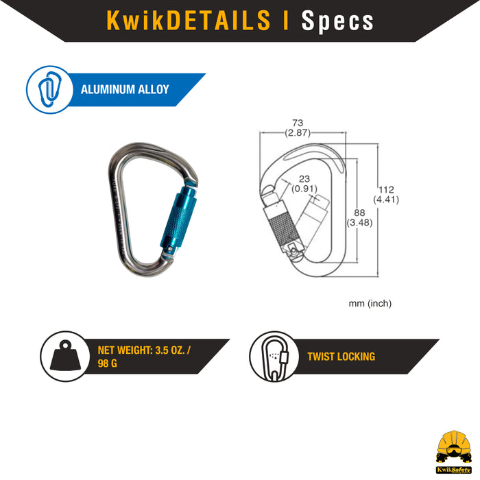 KwikSafety Twist Locking Aluminium Carabiners by KwikSafety