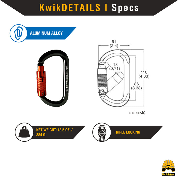 KwikSafety Yoke N-282 Twist Locking Aluminium Carabiner