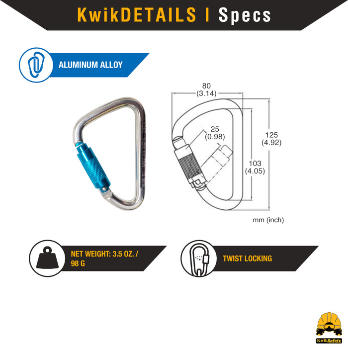 KwikSafety Twist Locking Aluminium Carabiners by KwikSafety