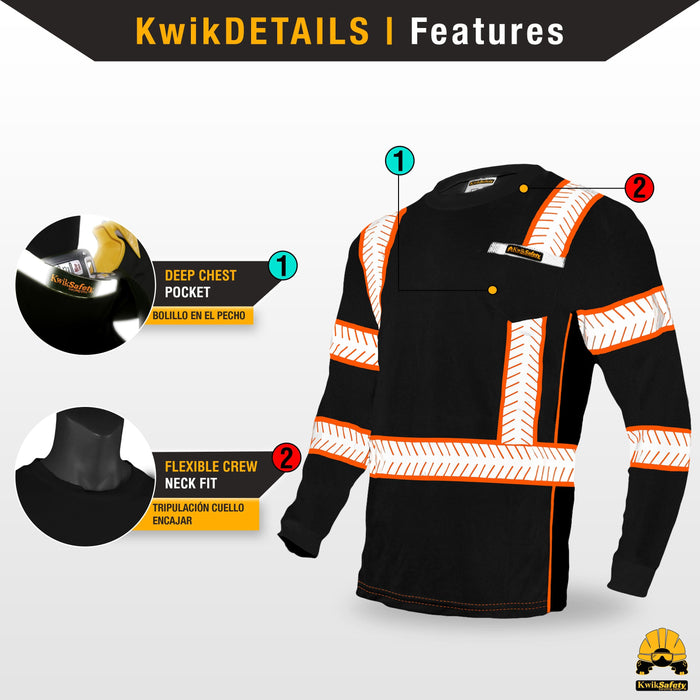 KwikSafety RENAISSANCE MAN Safety Shirt (FISHBONE TAPE) Long Sleeve Hi Vis Reflective PPE - Model No.: KS4402BLK - KwikSafety