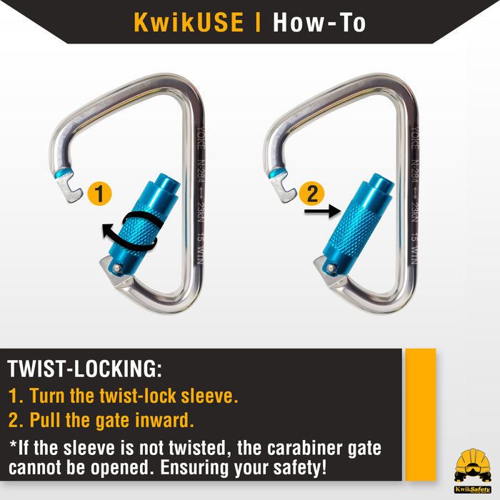 KwikSafety Twist Locking Aluminium Carabiners by KwikSafety