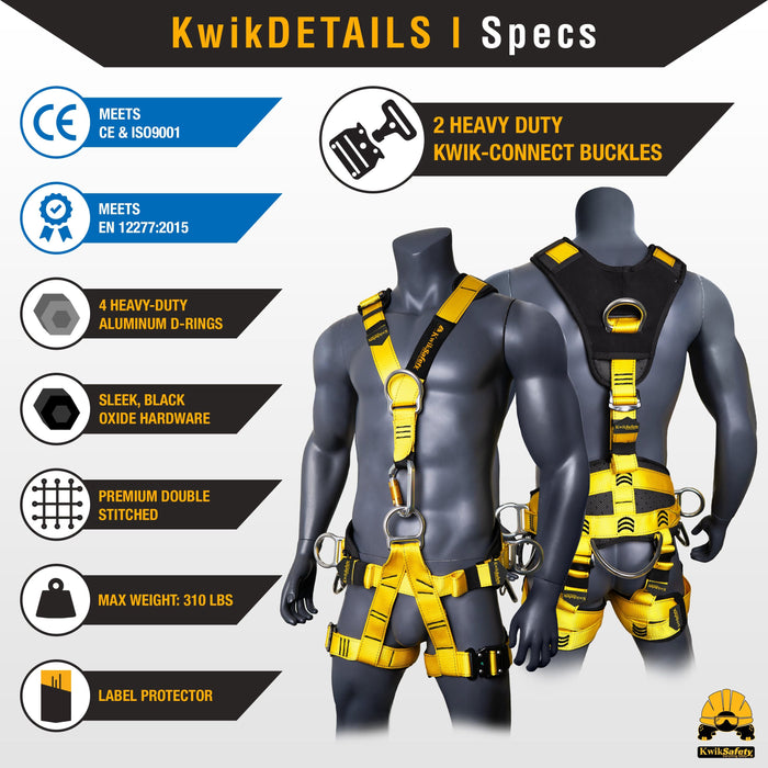 KwikSafety CANOPY KING Full Body Climbing Harness [5 D-Ring, Back & Sh