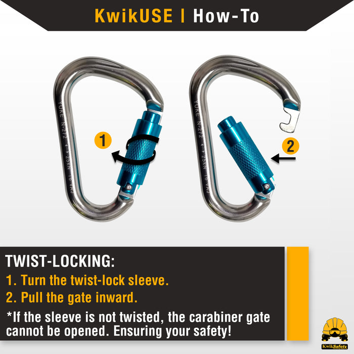 KwikSafety Twist Locking Aluminium Carabiners by KwikSafety