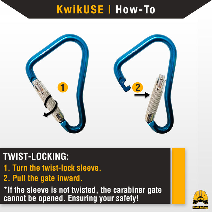 KwikSafety Twist Locking Aluminium Carabiners by KwikSafety