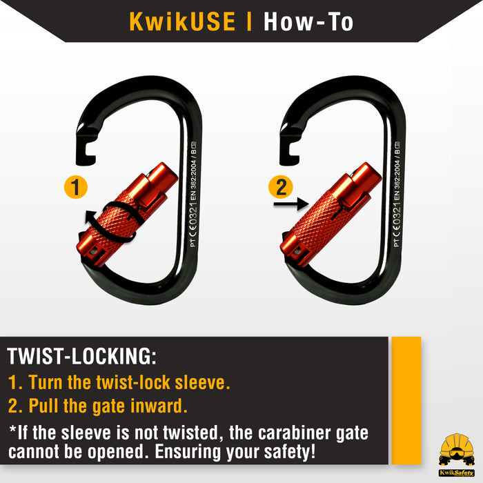 KwikSafety Yoke N-282 Twist Locking Aluminium Carabiner - KwikSafety