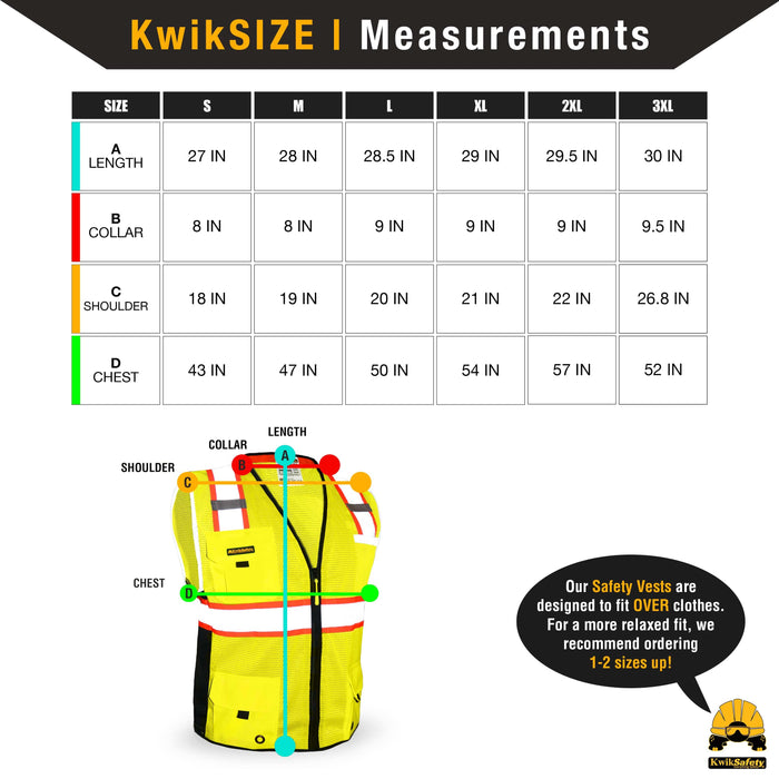 KwikSafety - Charlotte, NC - Big Kahuna Safety Vest [11 Pockets] Class 2 ANSI Osha Reflective High Visibility Heavy Duty Surveyor Construction