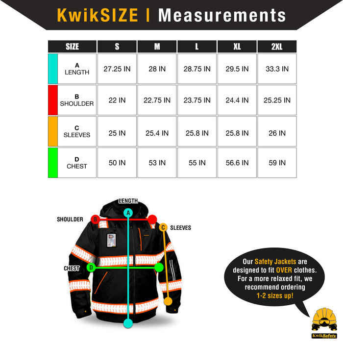 KwikSafety ENFORCER Safety Bomber Jacket (DETACHABLE ID POCKET) Hi Vis Reflective PPE - Model No.: KS5521BLK - KwikSafety