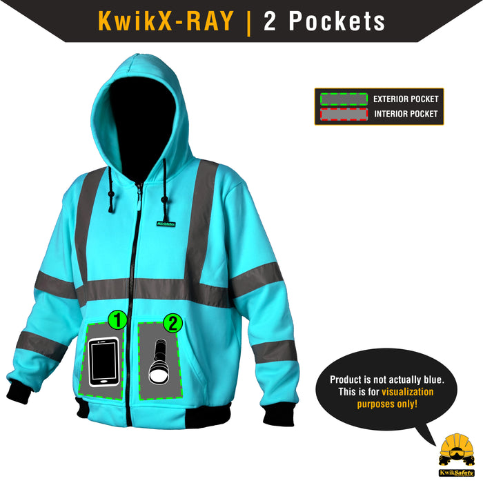 KwikSafety PATROL Safety Hoodie (NO FUZZ Balls) Hi Vis Reflective PPE - Model No.: KS5503BLK