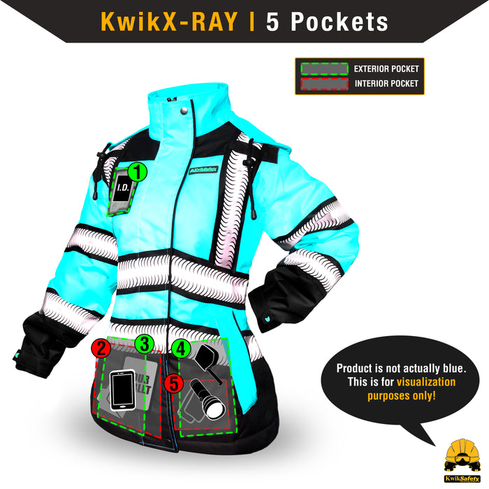 KwikSafety BOMBSHELL Safety Bomber Jacket for Women Class 3 ANSI OSHA Reflective Fleece Hi Viz - Yellow - Model No.: KS5523