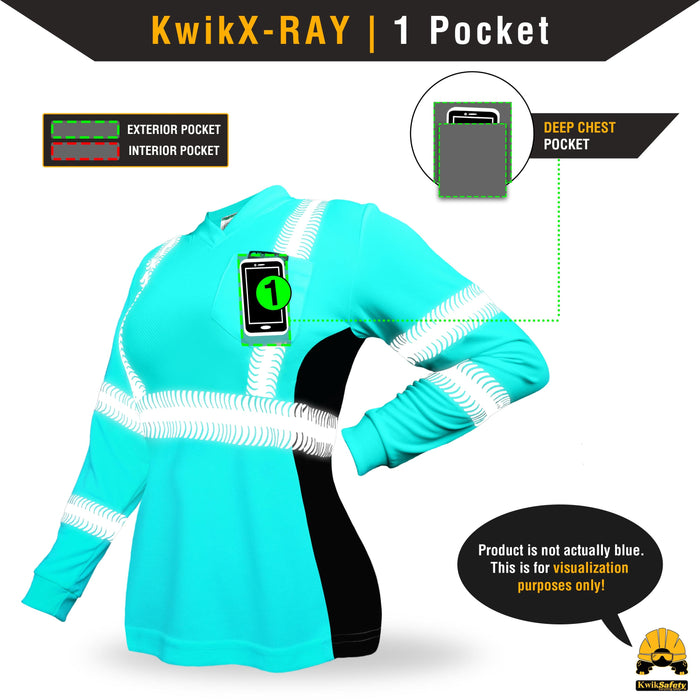 KwikSafety VIXEN Safety Shirt for Women (ANGEL HAIR TAPE) Long Sleeve Hi Vis Reflective PPE - Model No.: KS4410BLK - KwikSafety