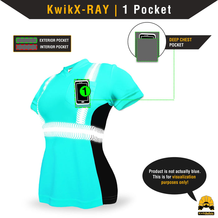 KwikSafety VIXEN Safety Shirt for Women (ANGEL HAIR TAPE) Short Sleeve High Visibility Work Hi Vis Clothing - Model No.: KS4410BLK - KwikSafety