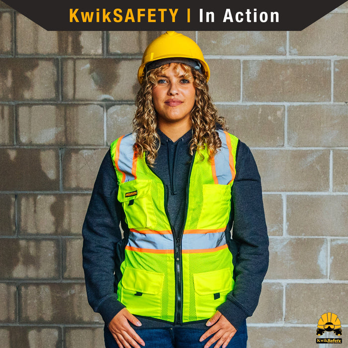 KwikSafety FIRST LADY Safety Vest for Women [SNUG-FIT] 9 Pockets