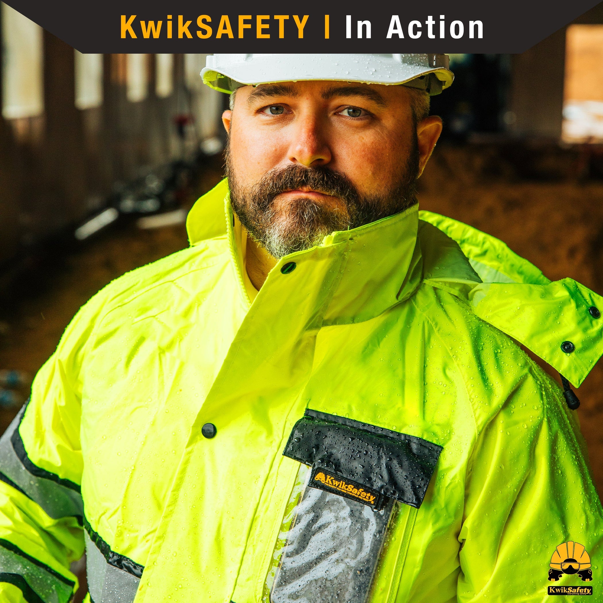 Waterproof Long Trench Coat | With Hood and Bag by KwikSafety