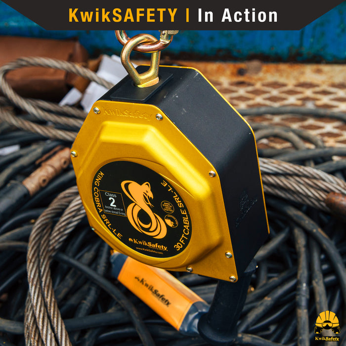 KwikSafety 30' LE COBRA CABLE Leading Edge Self Retracting Lifeline ANSI Class 2 SRL-LE - Model No.: KS7950