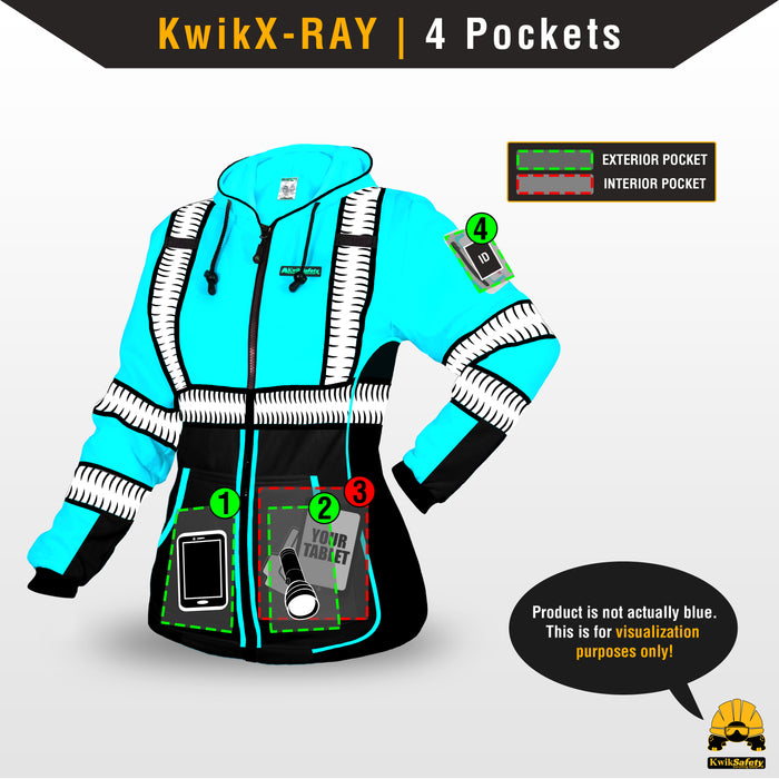 KwikSafety PREMIUM ROGUE Safety Hoodie for Women (NO FUZZ BALLS) Class 3 ANSI OSHA Reflective Fleece Hi Viz Construction PPE - Model No.: KS5519