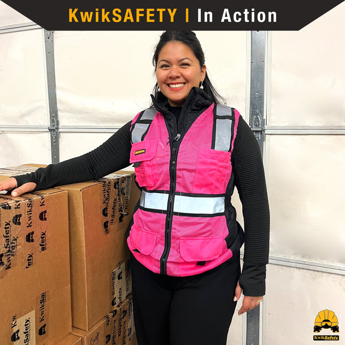 KwikSafety PINK LADY Safety Vest for Women (NEW SIZING) Reflective ANS