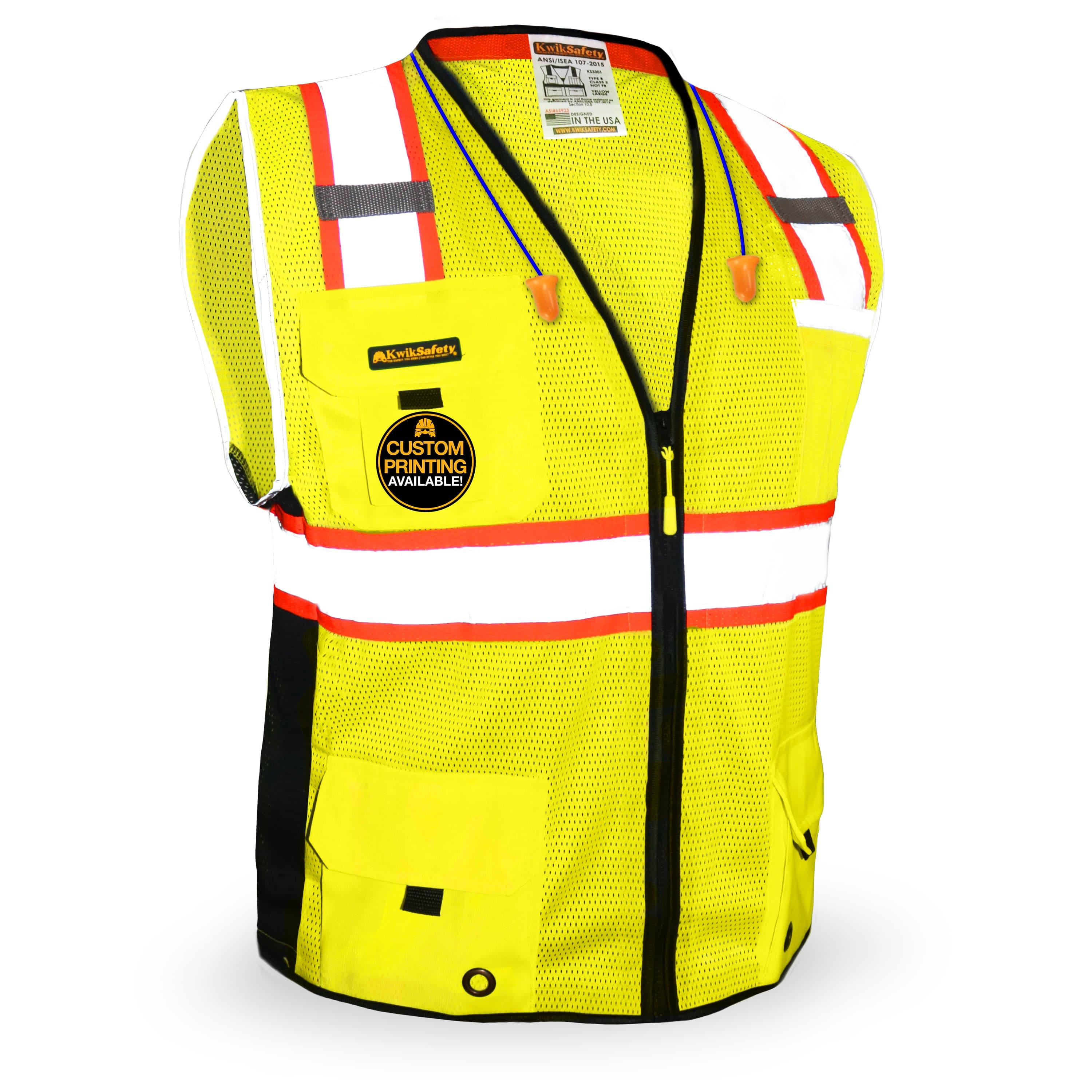 Big Kahuna Safety Vest Class 2 ANSI Osha Hi Vis PPE | Yellow Small