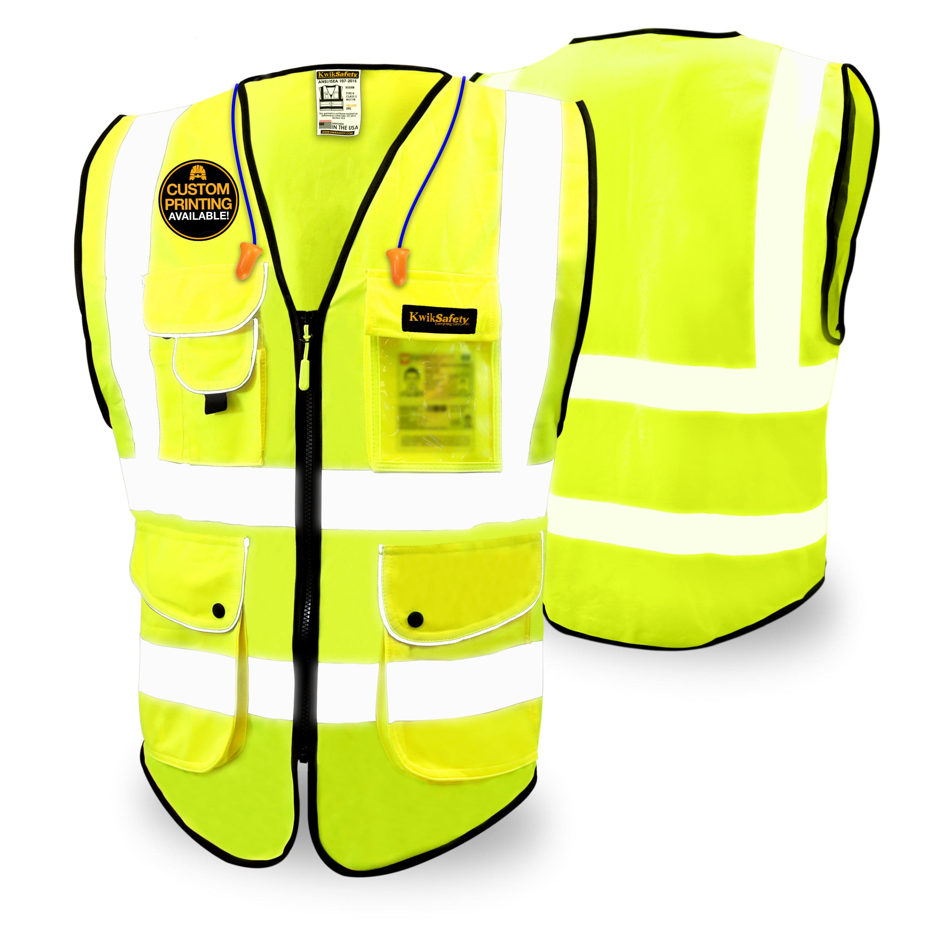 KwikSafety SUPERIOR Safety Vest (9 Pockets) Class 2 ANSI Tested OSHA  Compliant Hi Vis Reflective PPE Surveyor - Model No.: KS3308