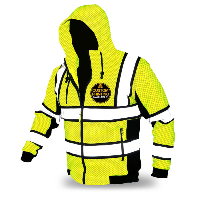 High Visibility Hoodie Quilted Jacket Men Mens Rain