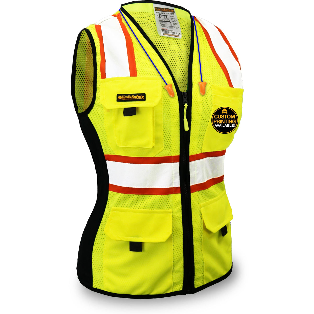 Forever Hi Vis Viz Executive Safety Waist Coat Vest Yellow Work