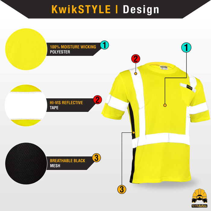 2 Safety Shirt TAPE) KwikSafety Class (SOLID REFLECTIVE Short OPERATOR