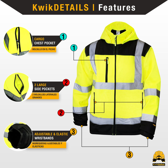 Softshell KwikSafety Safety ANS AGENT HOOD) Class (DETACHABLE Jacket 3