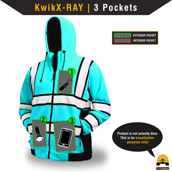  High Visibility Hoodie Quilted Jacket Men Mens Rain
